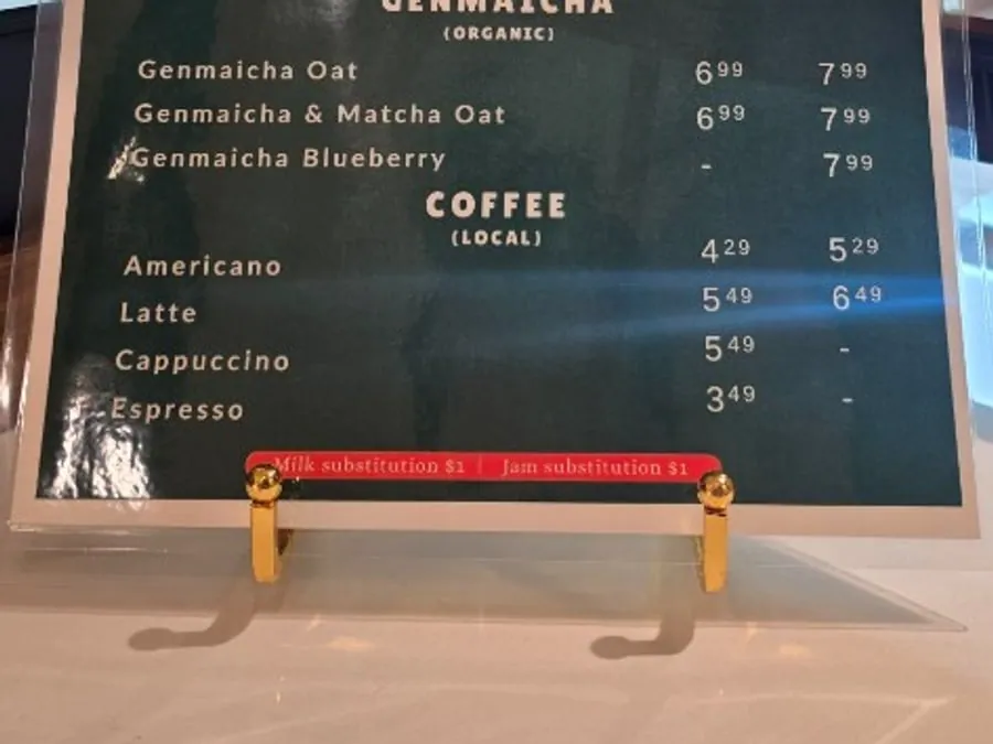 Sora Bake & Tea Room drink menu showing local Alberta coffee options
